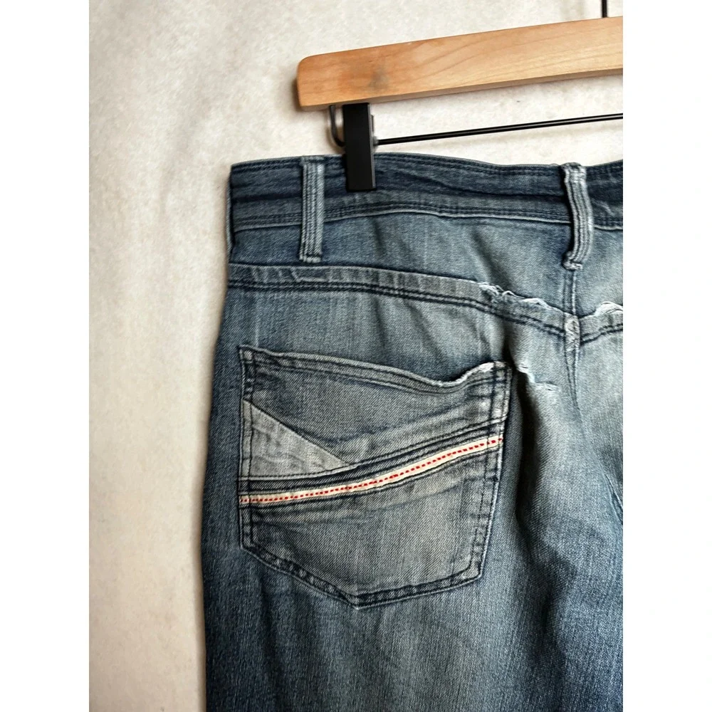 Fried Denim Mens Slim Fit Distressed Ripped Jeans Blue 32x30‎ skate grunge
